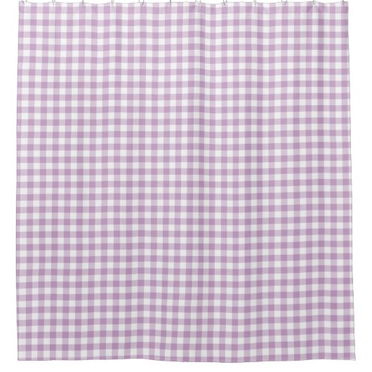 Lilac (Light Lila) White Gingham Karos Square Duschvorhang (Vorderseite)