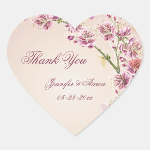 Lilac lila Aquarellfarben Blume Hochzeit danke Herz-Aufkleber