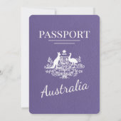 Lilac Lila Australia Passport Wedding Einladung (Rückseite)