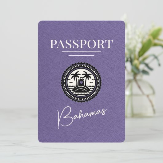 Lilac Lila Bahamas Passport Save the Date (Stehend Vorderseite)