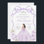 Lilac Lila Bow Princess Silver Crown Quinceañera Einladung<br><div class="desc">EDITABLE Lilac Lila Bow Prinzessin Silver Crown Quinceañera Einladung Elegant Lilac Lila BlumenPrinzessinnen Kostüme Quinceañera Girl Geburtstag Einladung Silver Crown Mis Quince Anos,  15. Geburtstagsparty</div>