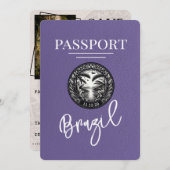 Lilac Lila Brasilien Passport Save the Date (Vorne/Hinten)