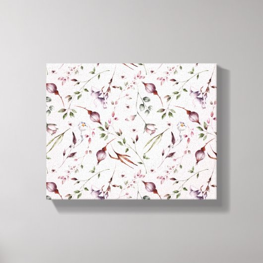 Lilac Lila Buds Blätter Wasserfarbenes Blumenmuste Leinwanddruck (Vorderseite)