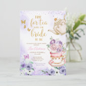 Lilac Lila Butterflies Brautparty Tee Party Einladung (Stehend Vorderseite)