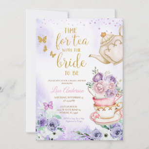Lilac Lila Butterflies Brautparty Tee Party Einladung