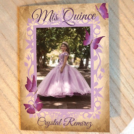Lilac Lila Butterflies Quinceanera Einladung