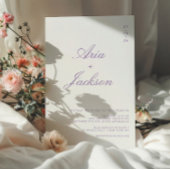 Lilac Lila Calligraphy Modern QR Code Wedding Einladung