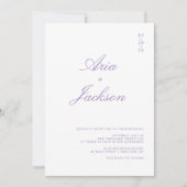 Lilac Lila Calligraphy Modern QR Code Wedding Einladung (Vorderseite)