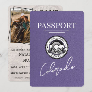 Lilac Lila Colorado Passport Save the Date