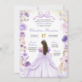 Lilac Lila Coquette Bow Princess Quinceanera Einladung (Vorderseite)