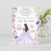 Lilac Lila Coquette Bow Princess Quinceanera Einladung (Stehend Vorderseite)