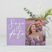 Lilac Lila Couple Foto Spring Save The Date (Stehend Vorderseite)