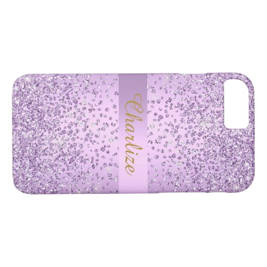 Lilac Lila Crystal Sparkle Glitzer anpassbar Case-Mate iPhone Hülle (Rückseite (Horizontal))