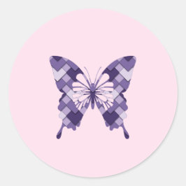 Lilac Lila Diamond Harlequin Schmetterling Runder Aufkleber