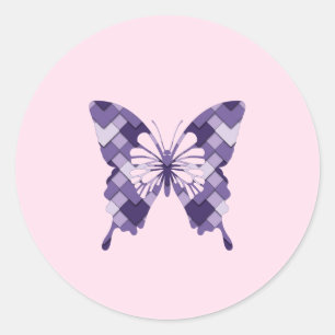 Lilac Lila Diamond Harlequin Schmetterling Runder Aufkleber