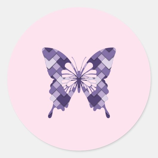 Lilac Lila Diamond Harlequin Schmetterling Runder Aufkleber (Vorderseite)
