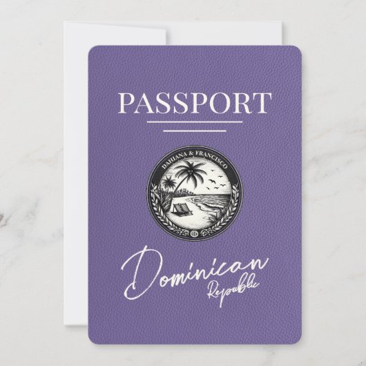 Lilac Lila Dominikanische Republik Passport Save The Date (Vorderseite)