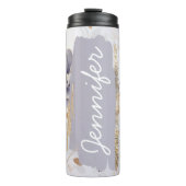 Lilac Lila Floral Add Name Custom Gift Thermosbecher (Vorderseite)