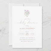 Lilac Lila Floral Baby Dusche Einladung (Vorderseite)