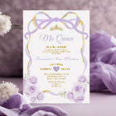 Lilac Lila Floral Bow Gold Ribbon Mis Quince Einladung