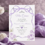 Lilac Lila Floral Bow Ribbon Silver Mis Quince Einladung<br><div class="desc">EDITABLE Lilac Lila Floral Bow Ribbon Silver Mis Quince Einladung Elegant Quinceañera Lilac Lila Blumenprinzessin Silver Crown Einladung Mis Quince 15 Anos,  16. Geburtstagspartei</div>