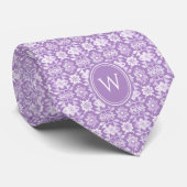Lilac Lila Floral Inspiriert Monogramm Krawatte (Gerollt)