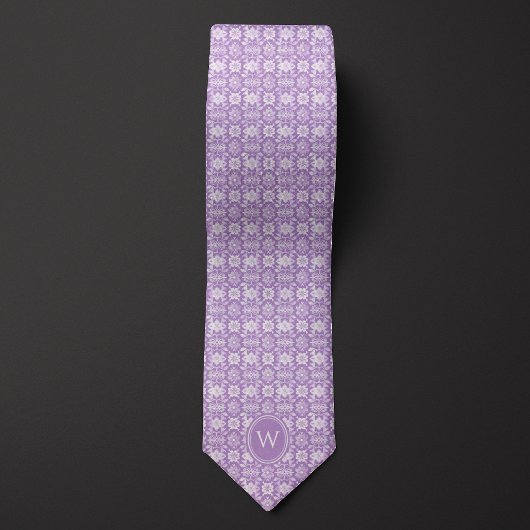 Lilac Lila Floral Inspiriert Monogramm Krawatte