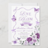 Lilac Lila Floral Liebe in Bloom Brautparty Einladung (Vorderseite)