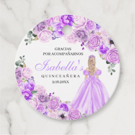 Lilac Lila Floral Quinceanera Circle Favor Tags Geschenkanhänger
