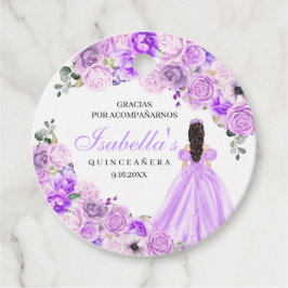 Lilac Lila Floral Quinceanera Circle Favor Tags Geschenkanhänger