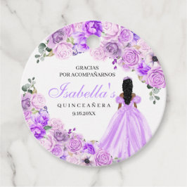 Lilac Lila Floral Quinceanera Circle Favor Tags Geschenkanhänger