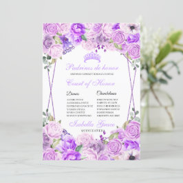 Lilac Lila Floral Quinceanera Ehrengericht Einladung