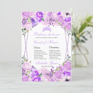 Lilac Lila Floral Quinceanera Ehrengericht Einladung