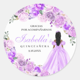 Lilac Lila Floral Quinceanera Round Stickers