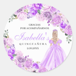 Lilac Lila Floral Quinceanera Round Stickers