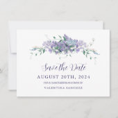 Lilac Lila Floral Quinceanera Save The Date (Vorderseite)