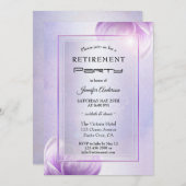 Lilac Lila Floral Retirement Party Einladung (Vorne/Hinten)