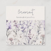 Lilac Lila Floral Script Earring Stud Holder Quadratische Visitenkarte (Vorderseite)