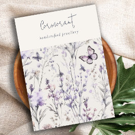 Lilac Lila Floral Script Hairclip Button Holder Visitenkarte