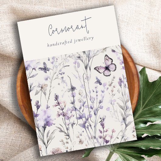 Lilac Lila Floral Script Hairclip Button Holder Visitenkarte
