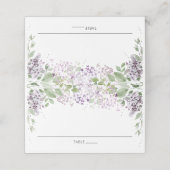 Lilac Lila Floral Wedding Guest Name Platzkarte (Außenseite Aufgefaltet)