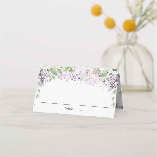 Lilac Lila Floral Wedding Guest Name Platzkarte (Vorderseite)