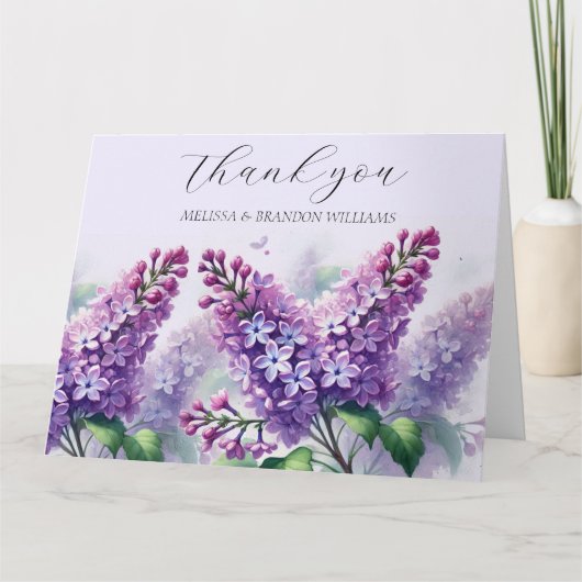 Lilac Lila Floral Wedding Vielen Dank Dankeskarte (Vorderseite)