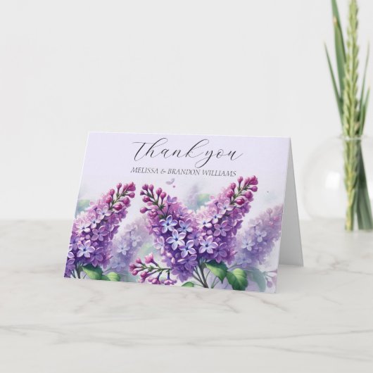 Lilac Lila Floral Wedding Vielen Dank Dankeskarte (Vorderseite)