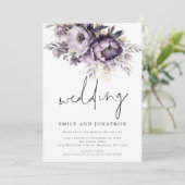 Lilac Lila Florals Informelle Hochzeit Einladung (Stehend Vorderseite)