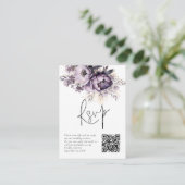 Lilac Lila Florals QR Code Wedding RSVP Card Begleitkarte (Stehend Vorderseite)