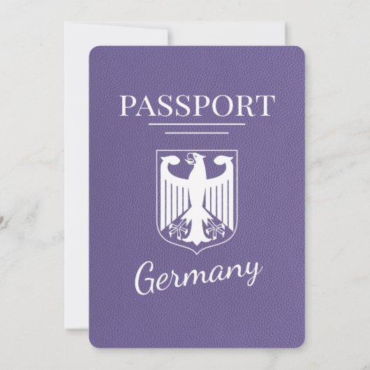 Lilac Lila Germany Passport Wedding Einladung (Rückseite)