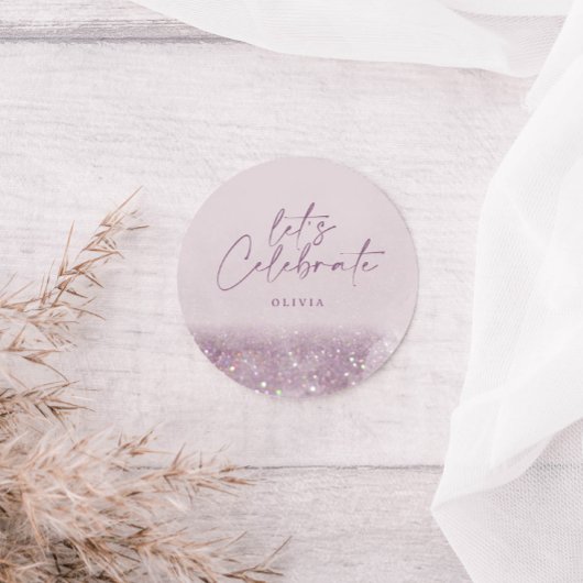 Lilac lila Glitzer elegant Geburtstag schön Runder Aufkleber