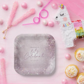 Lilac lila Glitzer Elegante Geburtstagsparty Dekor Pappteller (Party)