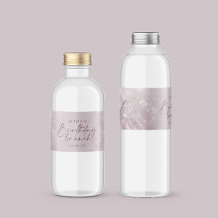 Lilac lila Glitzer Eleganter Geburtstagsbrunch-Chi Wasserflaschenetikett